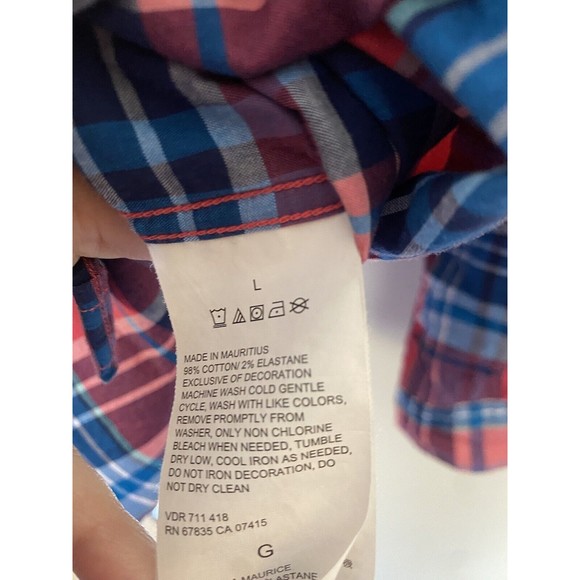 Nautica Classic Fit Red Blue Checkered Men’s Button Shirt Size Large - Picture 3 of 4